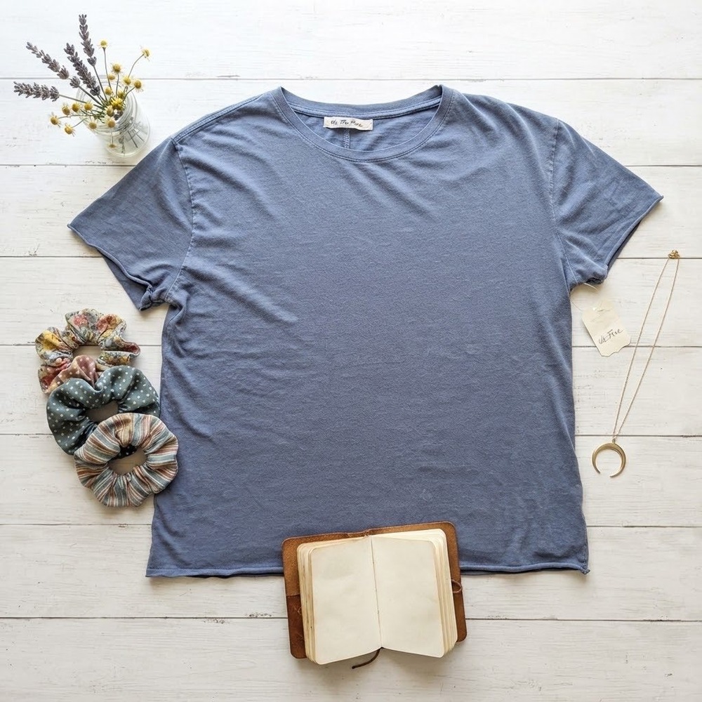 NWT Free People We The Free Big Dipper T-Shirt Blue Recycled Cotton Small